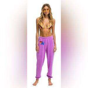 Aviator Nation LOGO SWEATPANTS - NEON PURPLE